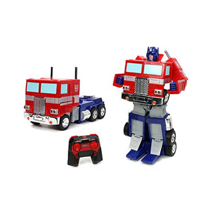 Jada Toys – Transformers Optimus Prime Converting RC Vehicle – Kids Toys Gift with Transformation from Truck to Robot – Lights & Sounds – Full Function Remote Control – 13" Long