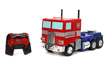 Load image into Gallery viewer, Jada Toys – Transformers Optimus Prime Converting RC Vehicle – Kids Toys Gift with Transformation from Truck to Robot – Lights &amp; Sounds – Full Function Remote Control – 13&quot; Long