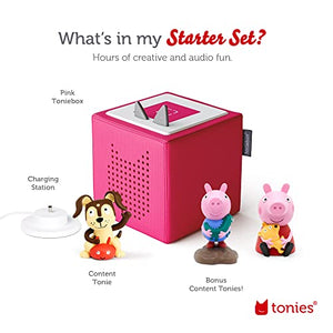 Toniebox Audio Player Starter Set with Peppa Pig, George, and Playtime Puppy - Listen, Learn, and Play with One Huggable Little Box