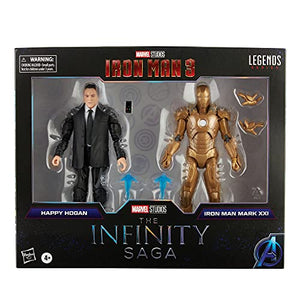 Hasbro Marvel Legends Series , Action Toy 2-Pack Happy Hogan and Iron Man Mark 21, Infinity Saga Characters, Premium Design, 2 Figures and 5 Accessories, Multicoloured (F0191)